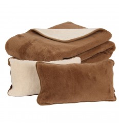 Set pătură și perne Camel din lână